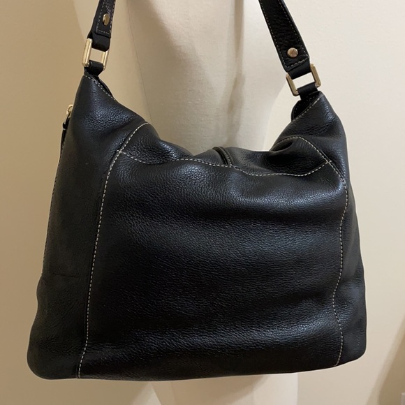 CALVIN KLEIN Black Leather Tassel Bag Light Pebble EUC - Picture 6 of 11